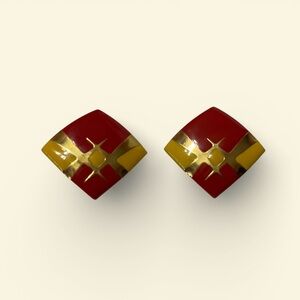 Red, Gold & Yellow Geometric Earrings